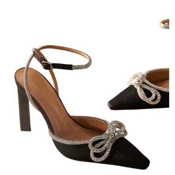 Anthropologie Tony Bianco Elsie Black Satin Heels Size 8 - Picture 4 of 5